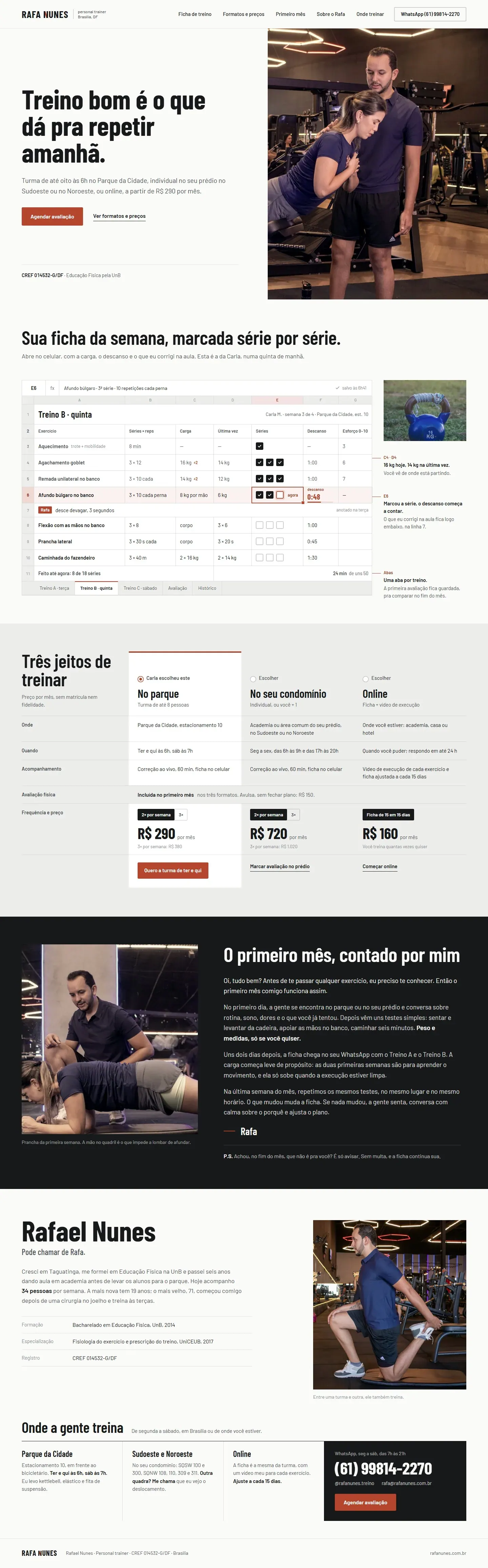 Começo da página do site de Rafa Nunes