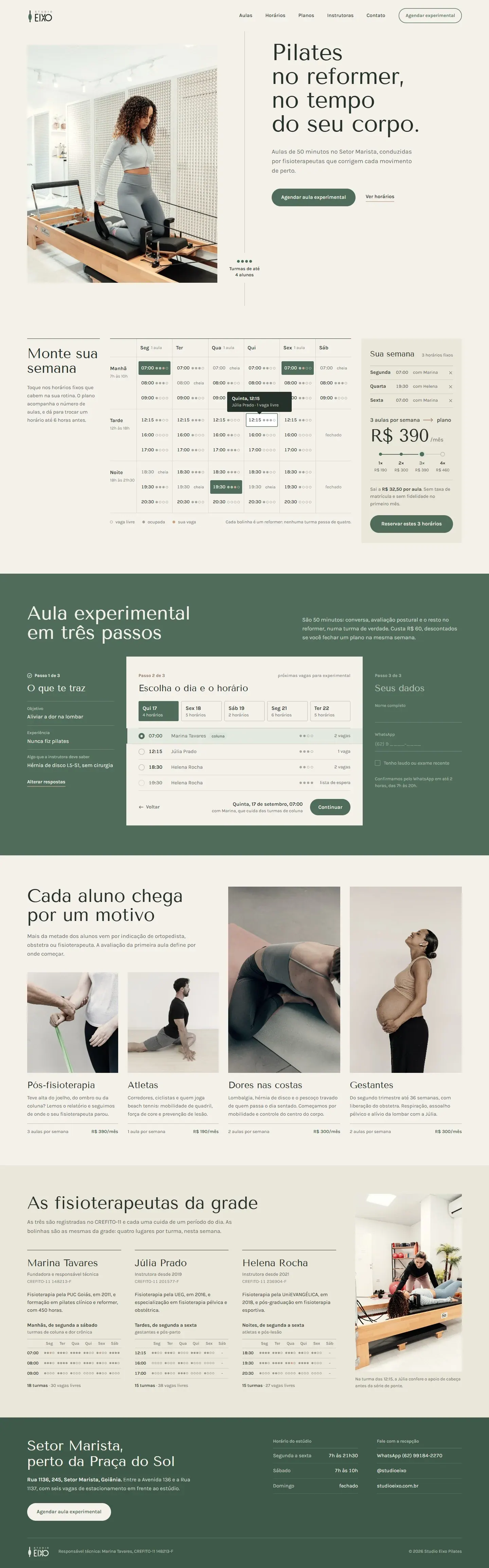 Começo da página do site de Studio Eixo
